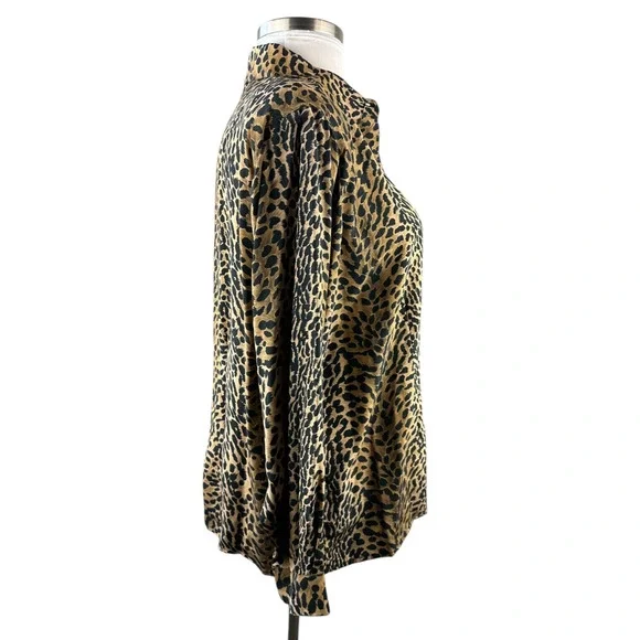 Vtg Silk Lore Beth Terrell Silk Cheetah Animal Print Button Blouse Plus Size 1X - Picture 8 of 10